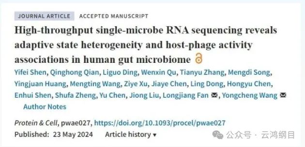 【科技前沿】Protein & Celll王永成/樊龍江團隊合作開發(fā)微生物組單細胞轉(zhuǎn)錄組測序技術(shù)